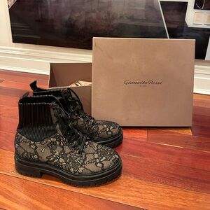 Gianvito Lace Pattern Combat Boots (Size 40)